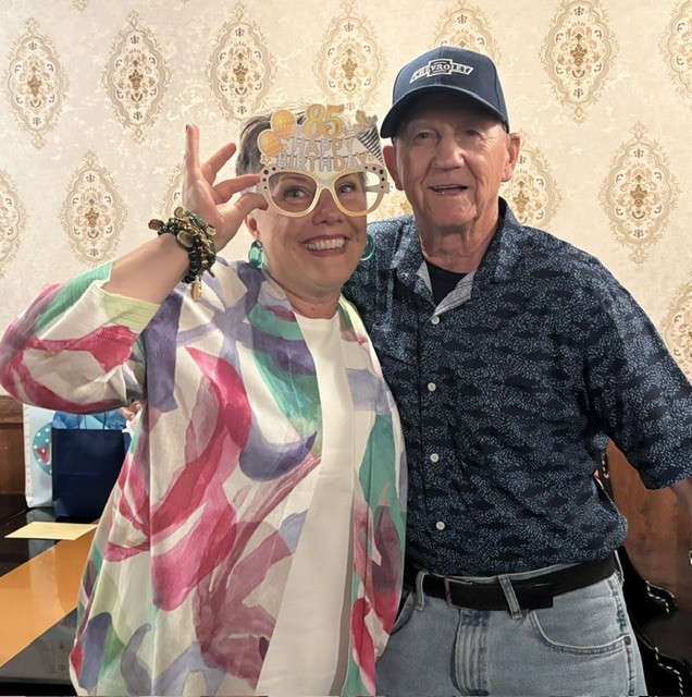 Marcie celebrating her father's 85th birthday